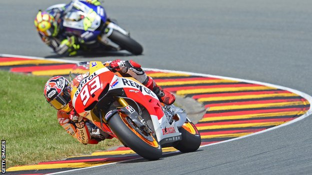 Marc Marquez and Valentino Rossi Laguna Seca July 2013