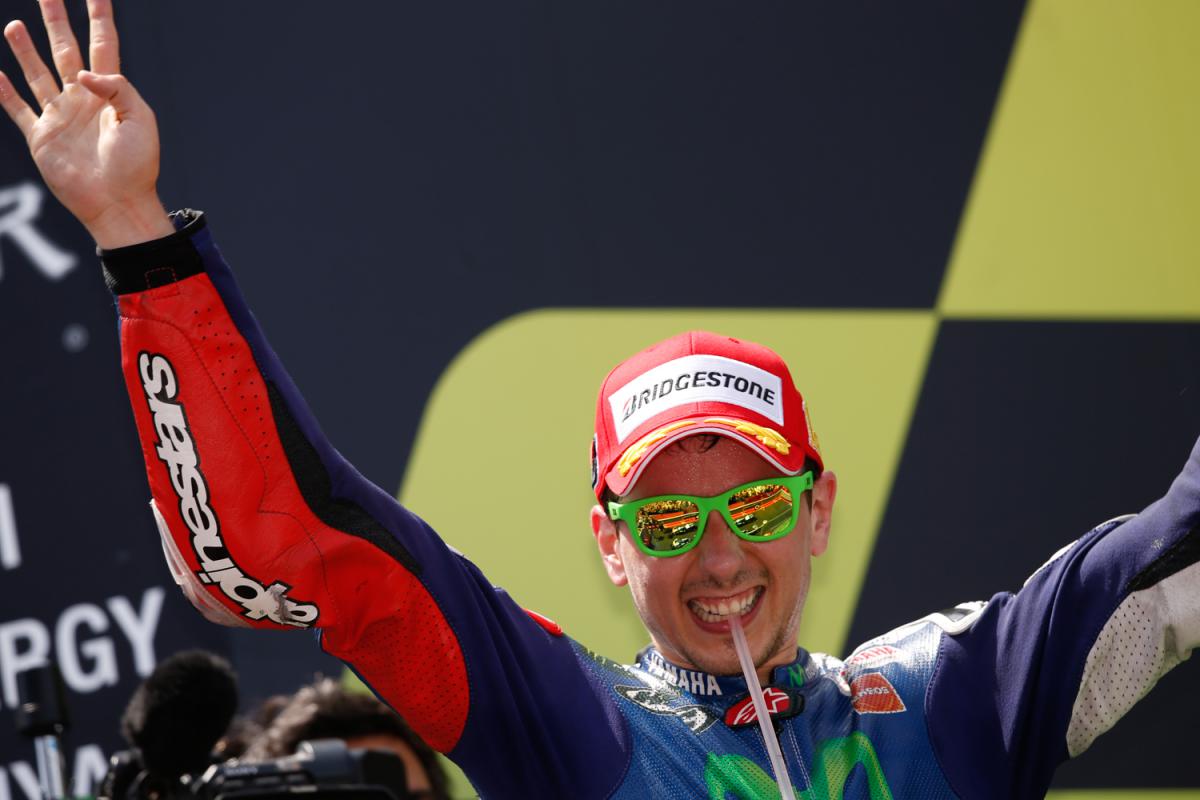 Jorge Lorenzo celebrates fourth win