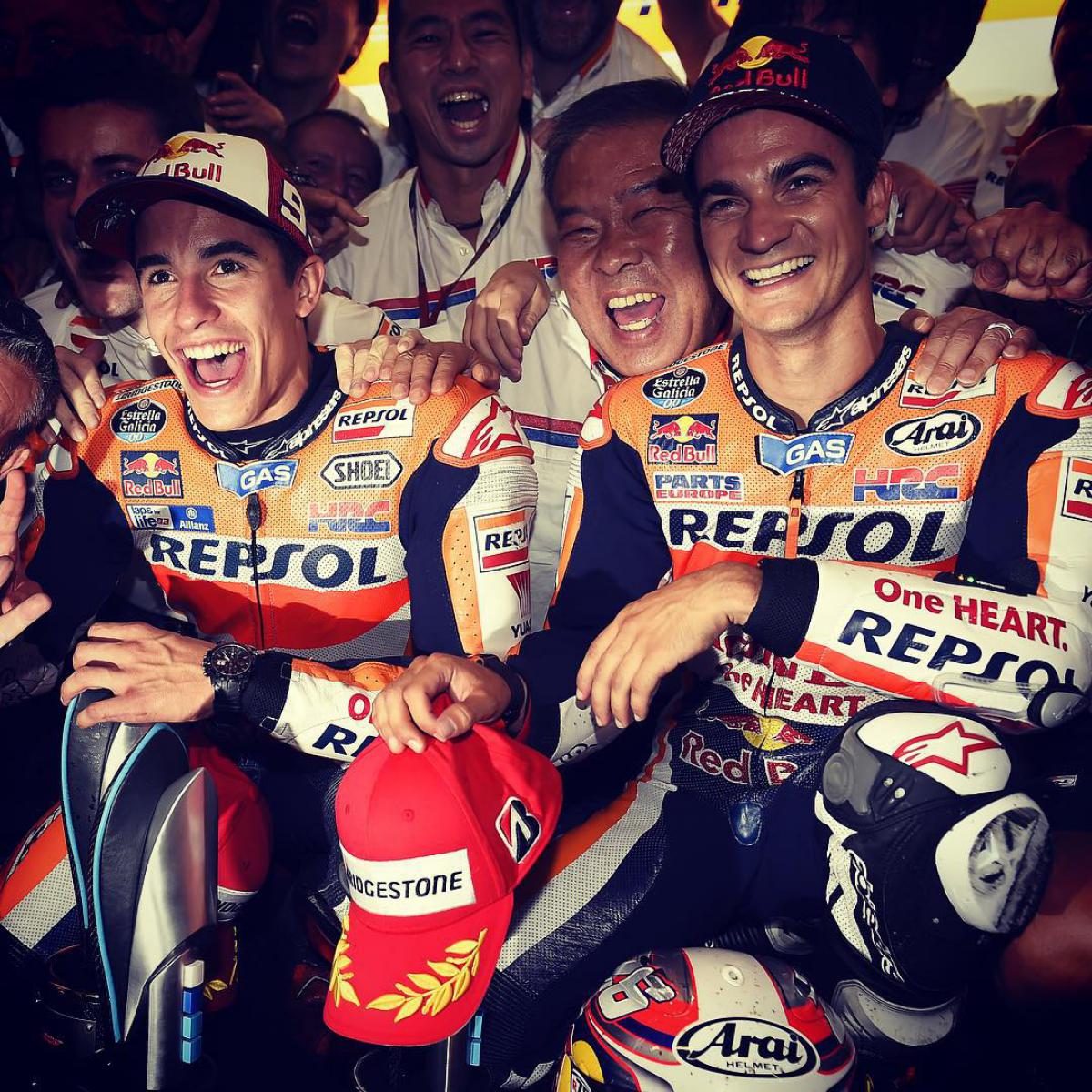 Marquez and Pedrosa celebrate Repsol Honda win